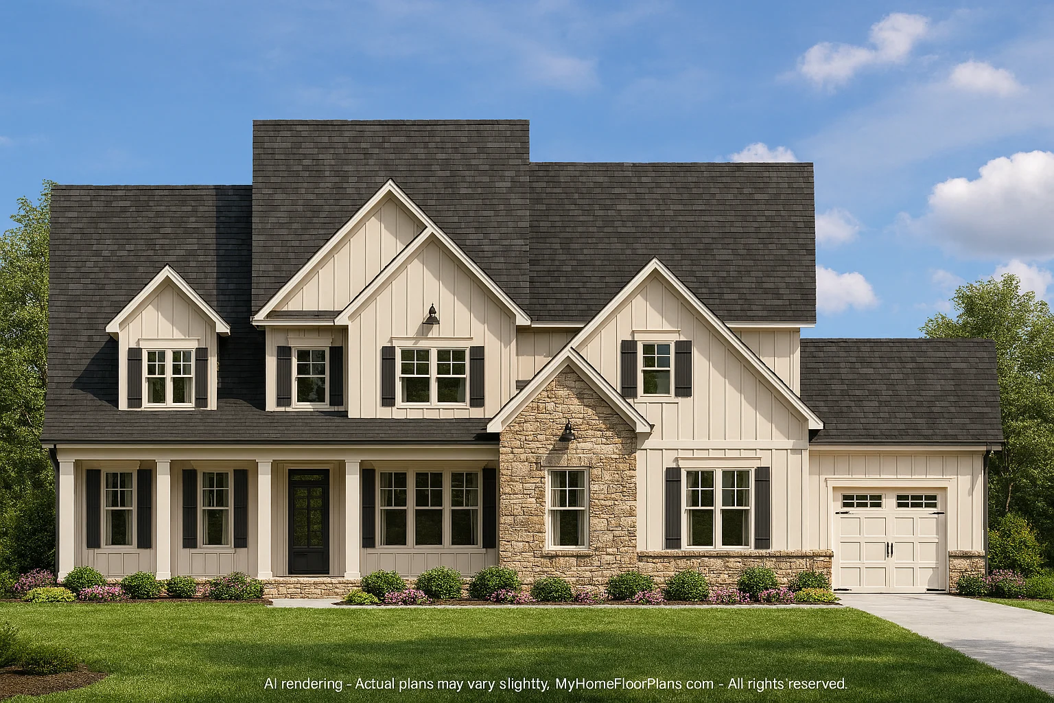 Modern Floor Plan with 5 Bedrooms and Elegant Architectural Blueprint