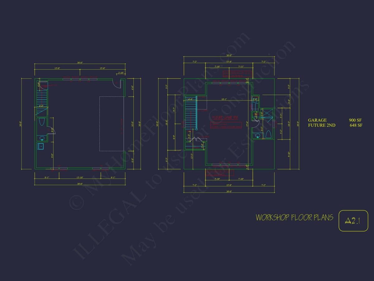 Modern Garage Home Plan with Workshop and Living Space
