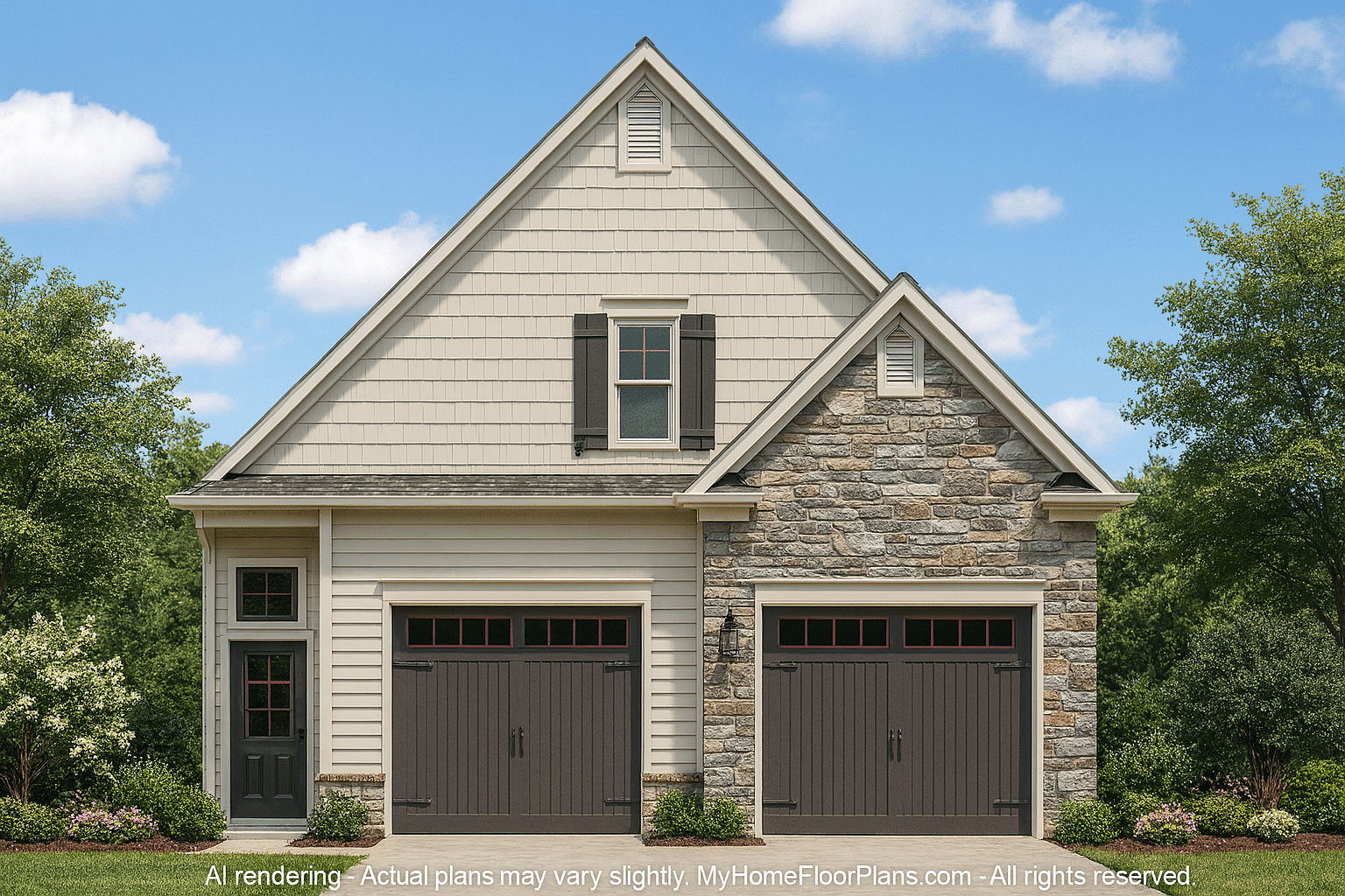 Modern Garage & Workshop Home Plan with 2 Floors in CAD