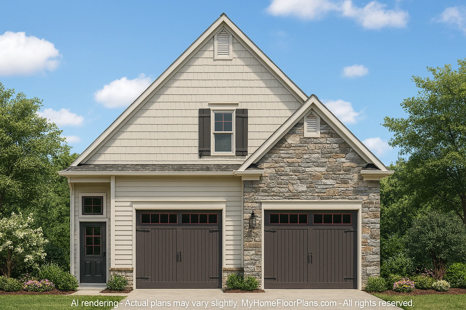 Modern Garage & Workshop Home Plan with 2 Floors in CAD