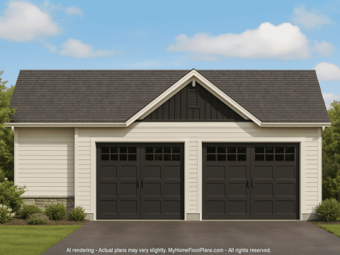Modern Golf Cart Garage Plan with 2 Bays & Compact CAD Design