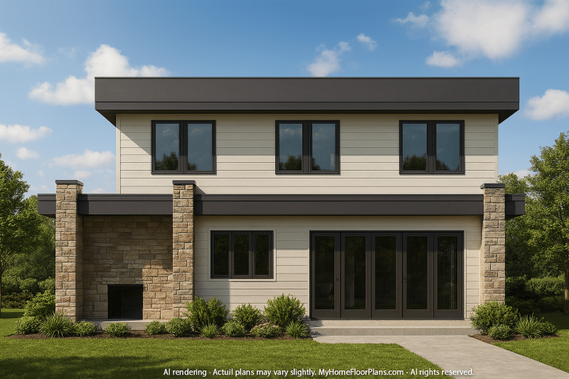 Modern Guesthouse Home Blueprint with Pool and Open Floor Plan