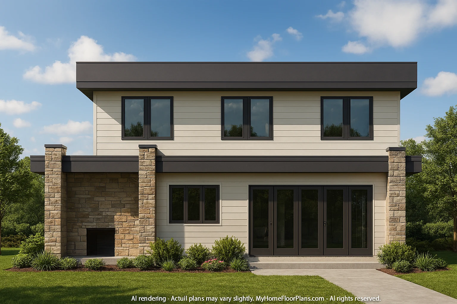 Modern Guesthouse Home Blueprint with Pool and Open Floor Plan