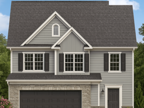 Modern Home Floor Plan with 2-Story Layout and Elegant CAD Blueprint