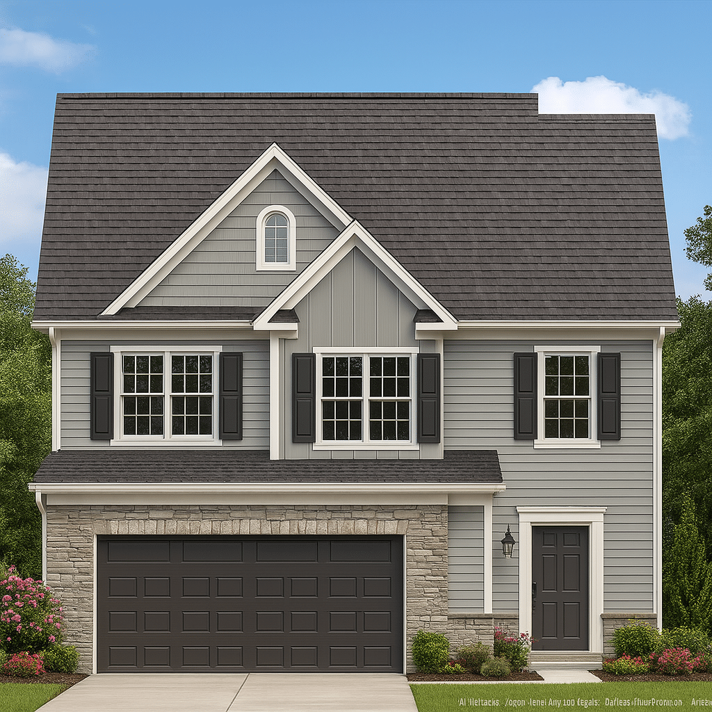 Modern Home Floor Plan with 2-Story Layout and Elegant CAD Blueprint