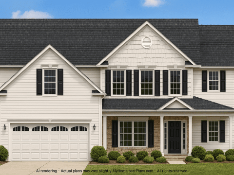 Modern Home Floor Plan with 4 Bedrooms, 2-Car Garage & CAD Design