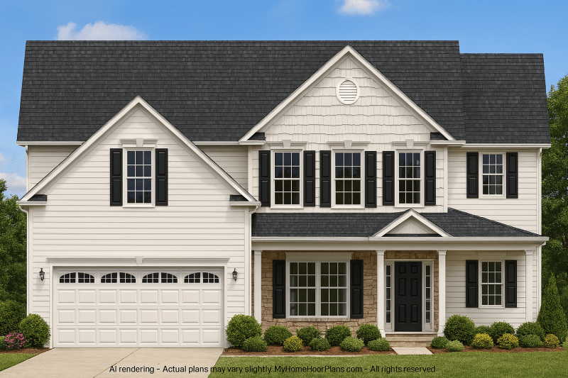 Modern Home Floor Plan with 4 Bedrooms, 2-Car Garage & CAD Design