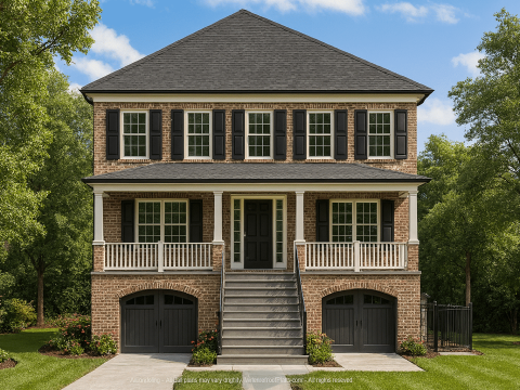 Modern Home Plan Coastal Style with 3 Floors, 5 Bedrooms & Tandem Garage