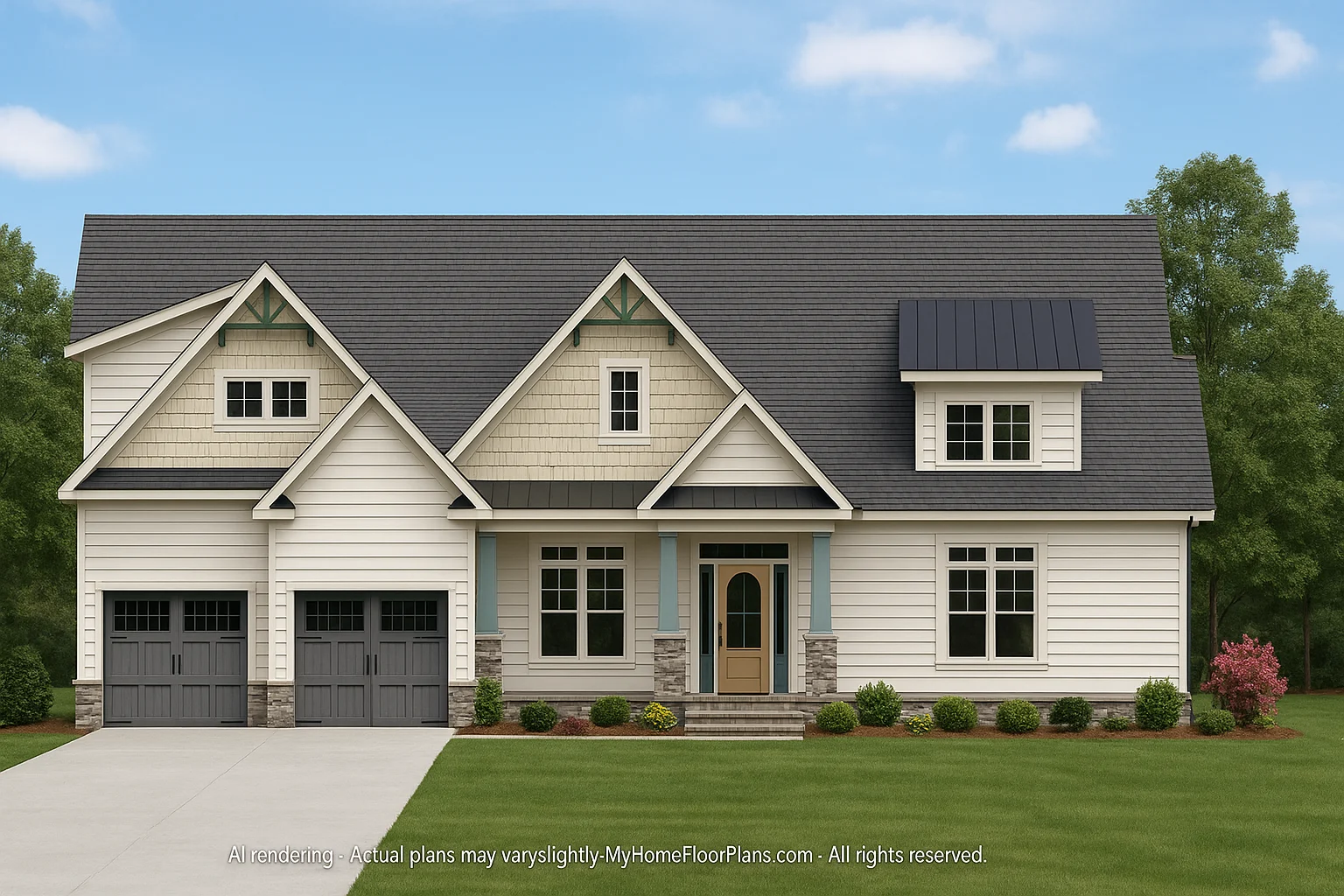 Modern Home Plan with 2 Floors & CAD Design for 5 Bedrooms