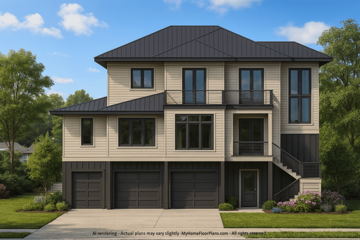 Modern Home Plan with CAD Designs, Floor Plans & Blueprint