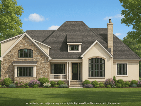 Modern Home Plan with Open Floor Plan & Vaulted Ceilings