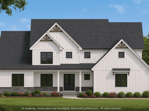 Modern House Floor Plan with CAD Architecture & Covered Outdoor Living