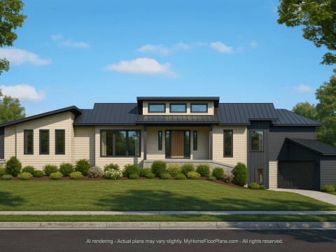 Modern Luxury Home Plan with Basement & Vaulted Ceilings