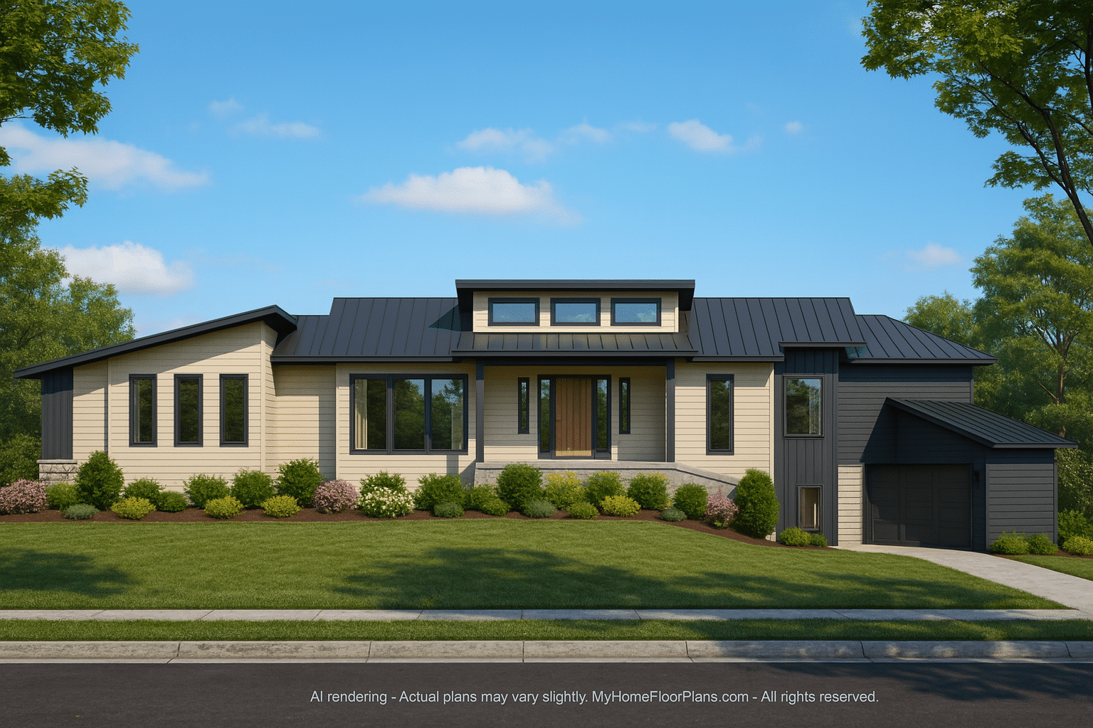 Modern Luxury Home Plan with Basement & Vaulted Ceilings