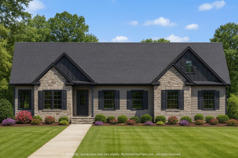 Modern Ranch Home Floor Plan with CAD Blueprint Designs