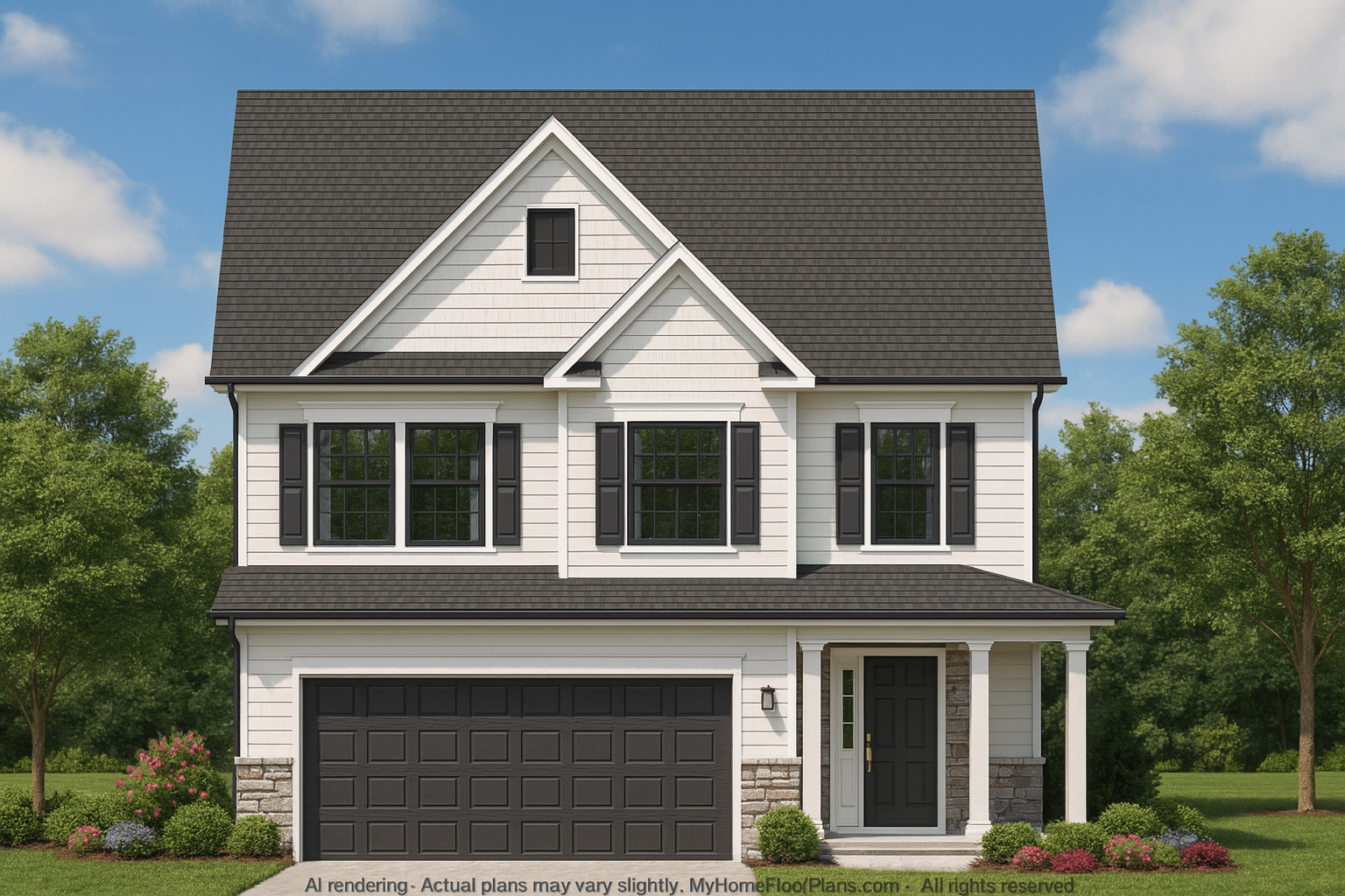 Modern Suburban Home Plan with 3 Bedrooms and Efficient 2-Story Design