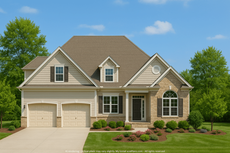 Modern Suburban Home Plan with 4 Bedrooms and Open Floor Plan