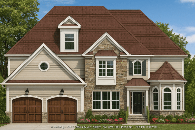Modern Suburban Home Plan with 4 Beds and Open Floor Plans