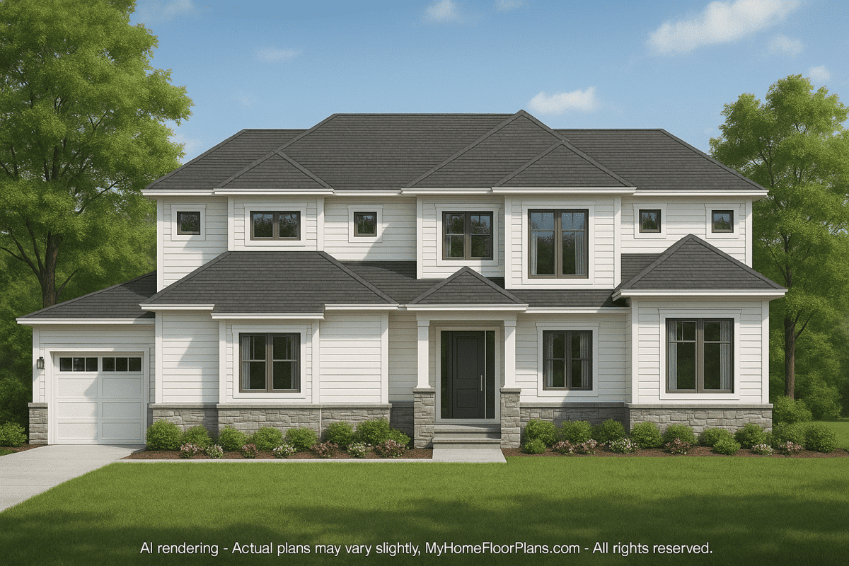 Modern Suburban Home Plan with Detailed Blueprint Designs