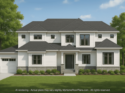 Modern Suburban Home Plan with Detailed Blueprint Designs