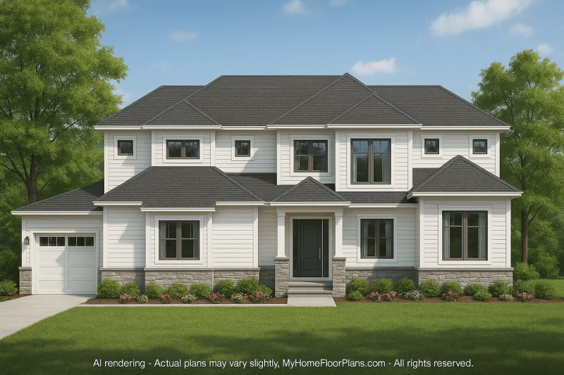 Modern Suburban Home Plan with Detailed Blueprint Designs