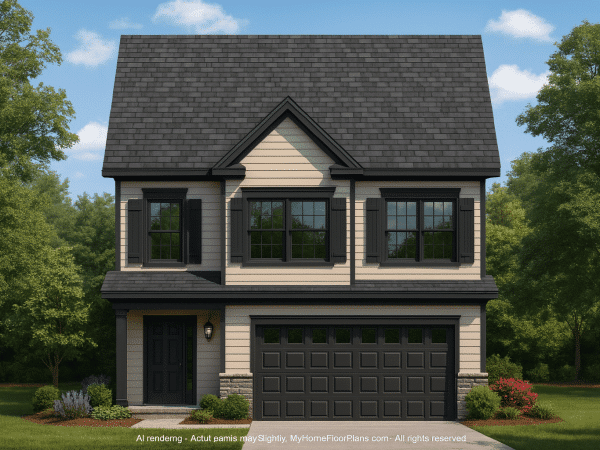 Modern Suburban House Plan 2-Story Layout with Open Floor Design