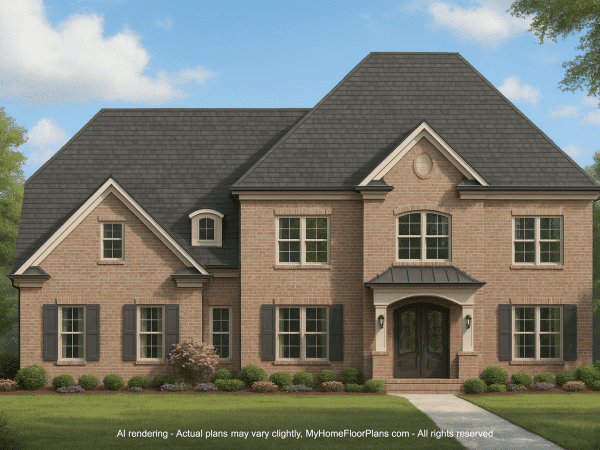 Modern Suburban House Plan with 2 Floors, Vaulted Ceilings & Bonus Room