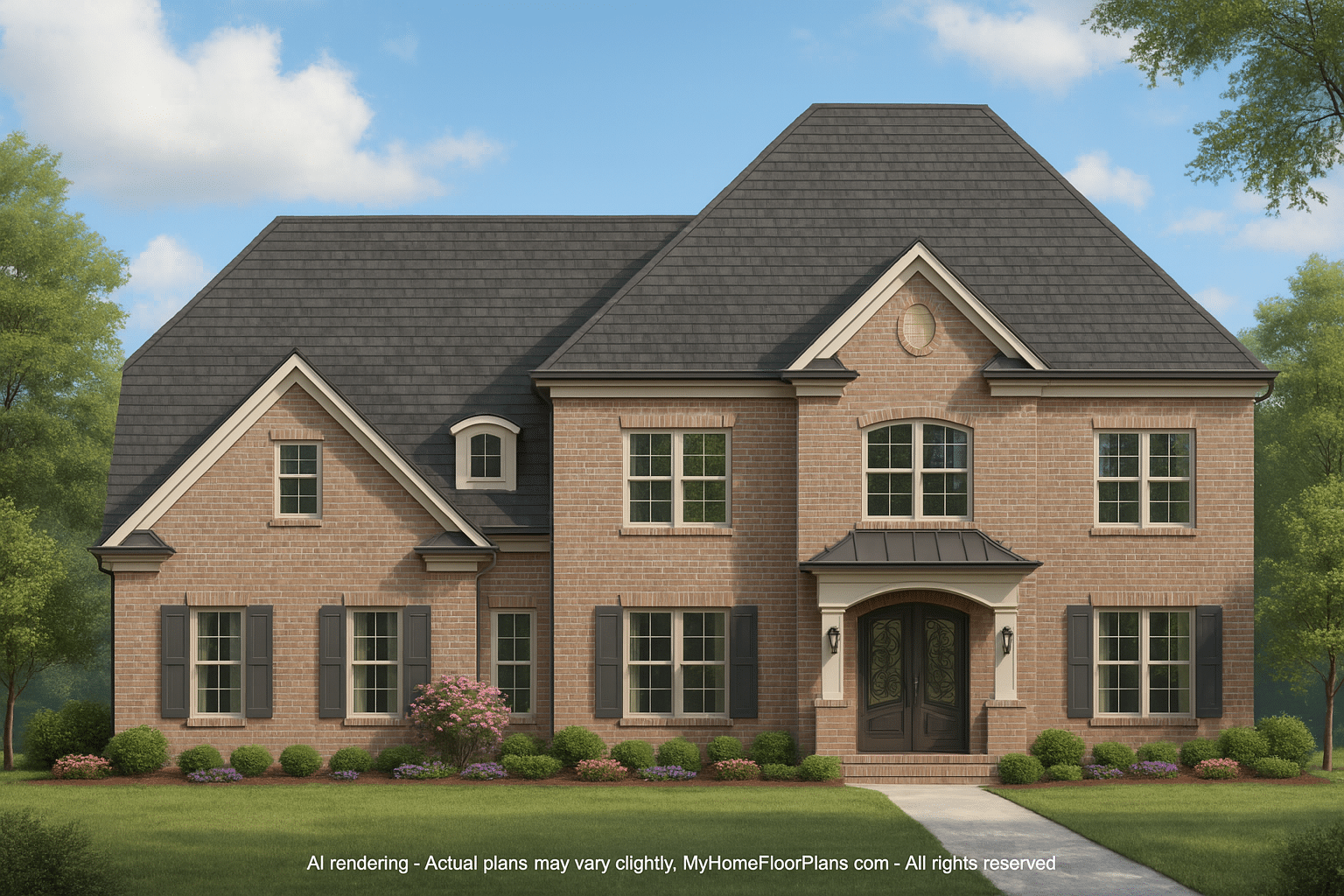 Modern Suburban House Plan with 2 Floors, Vaulted Ceilings & Bonus Room