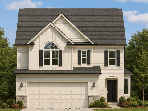 Modern Suburban House Plan with 2 Stories & 3 Bedrooms