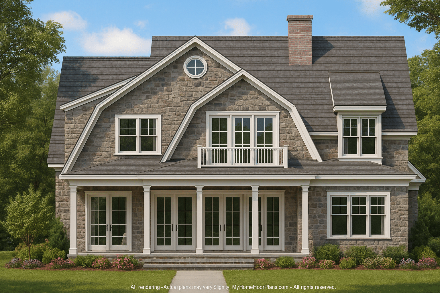 Modern Suburban House Plan with 5 Bedrooms and Vaulted Ceilings