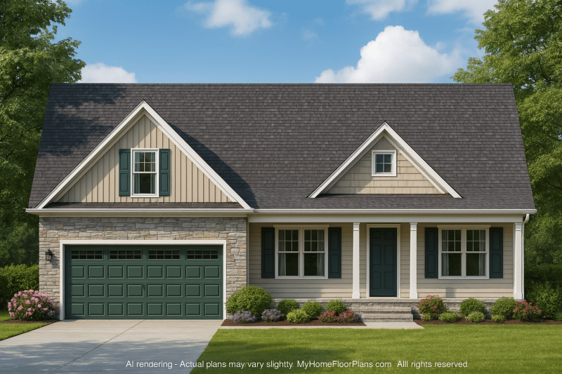 Modern Suburban House Plan with Open Floor Design and Vaulted Ceilings
