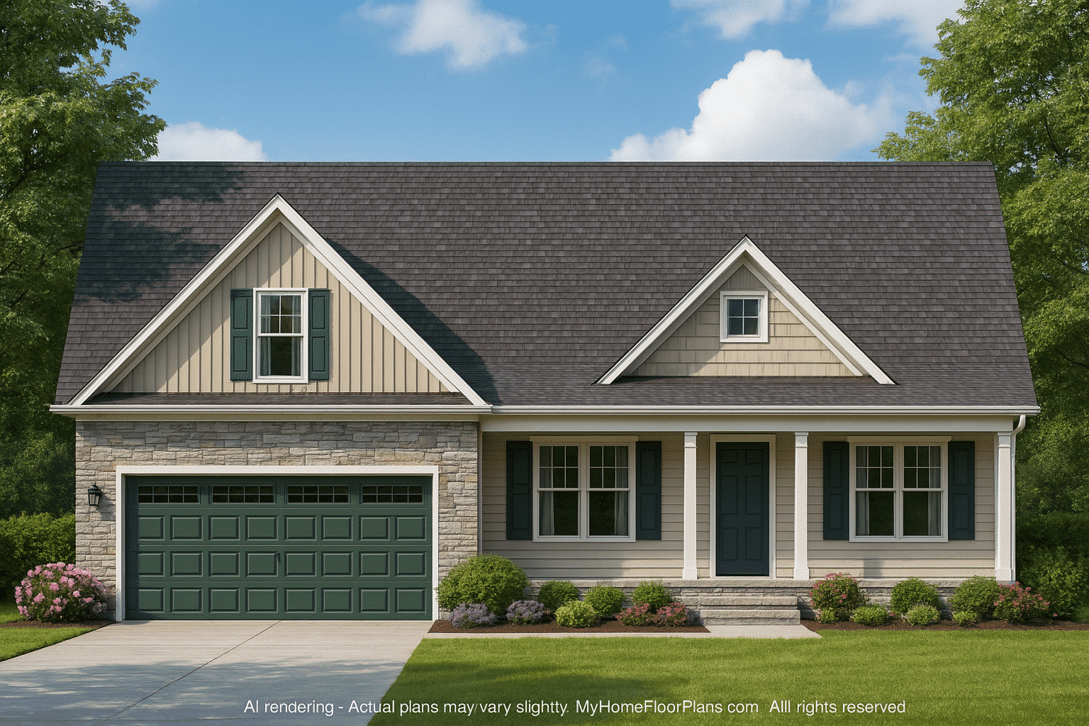 Modern Suburban House Plan with Open Floor Design and Vaulted Ceilings