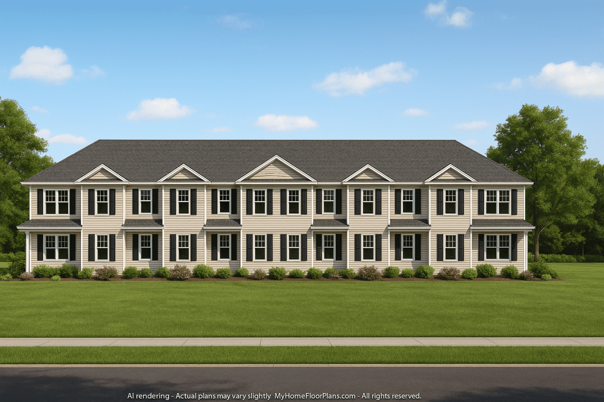 Modern Townhome Floor Plan with 6 Units and CAD Blueprints