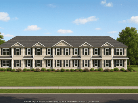 Modern Townhome Floor Plan with 6 Units and CAD Blueprints