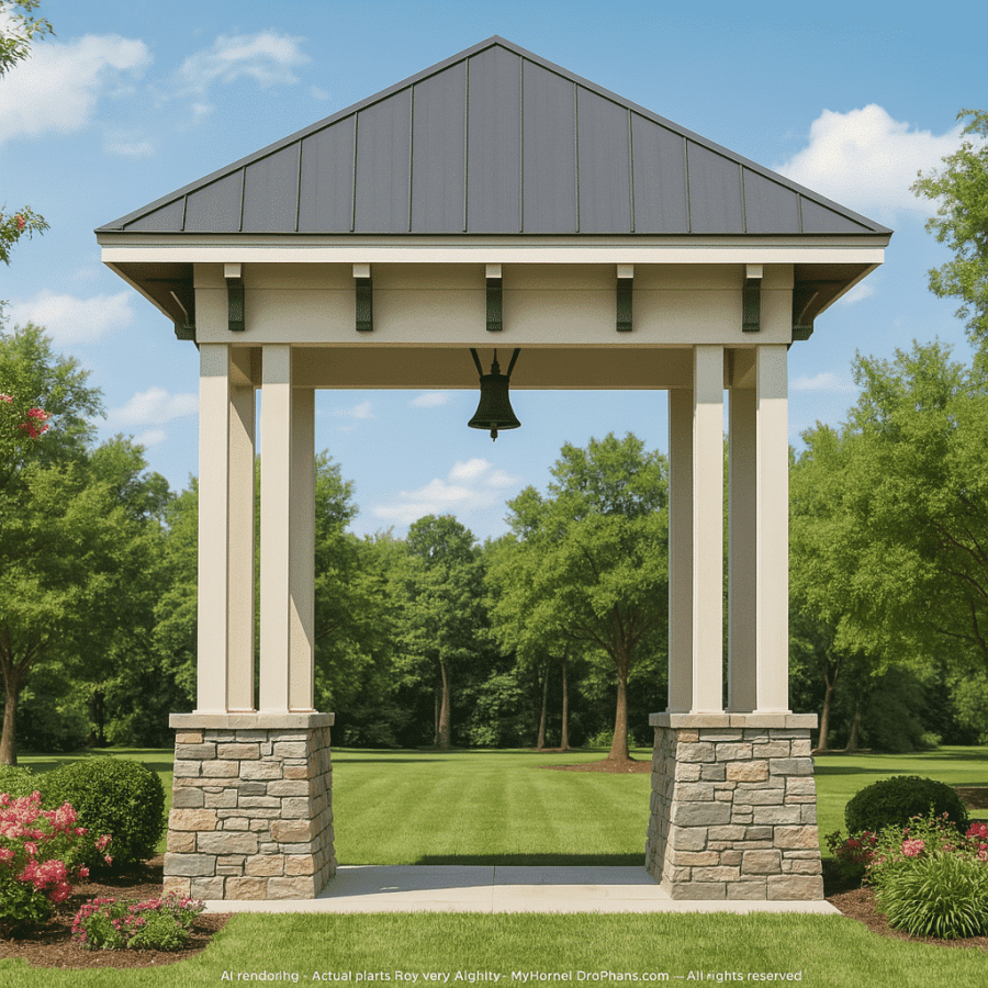 Pavilion CAD Blueprint Plan with Architectural Elevation and Structural Designs