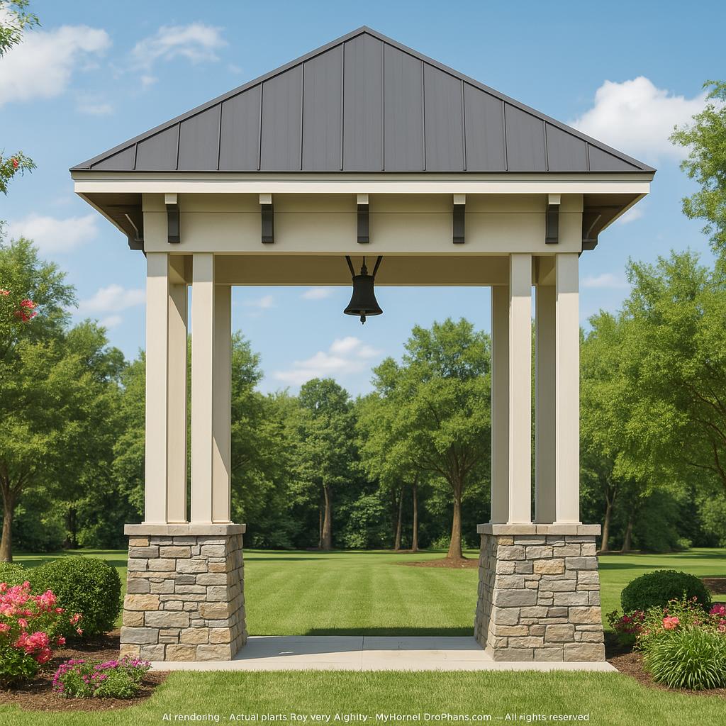 Pavilion CAD Blueprint Plan with Architectural Elevation and Structural Designs