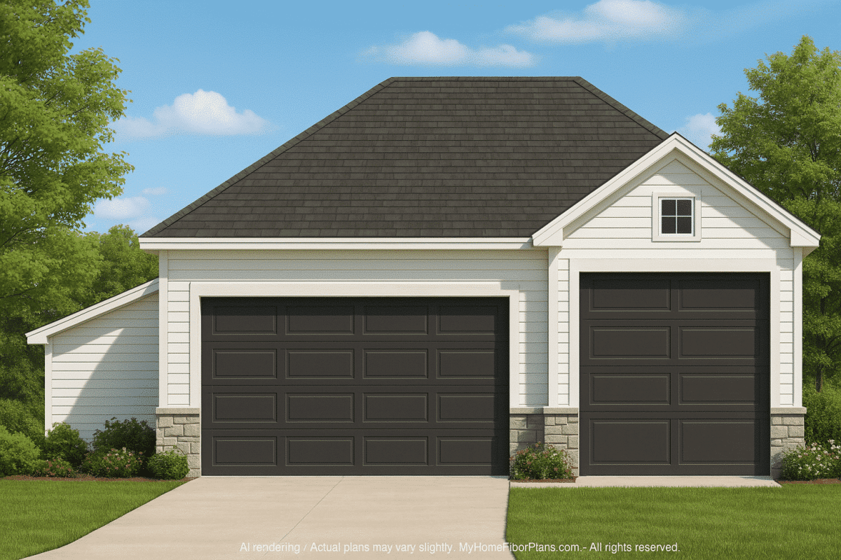 RV Garage Plan with Loft – Spacious Multi-Bay Garage Design