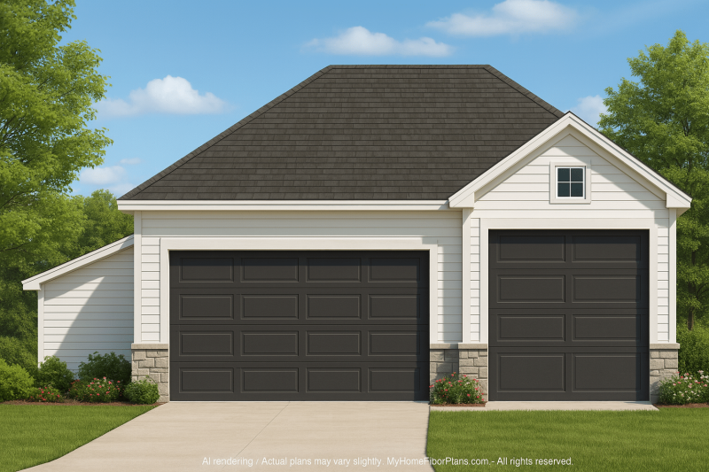 RV Garage Plan with Loft – Spacious Multi-Bay Garage Design