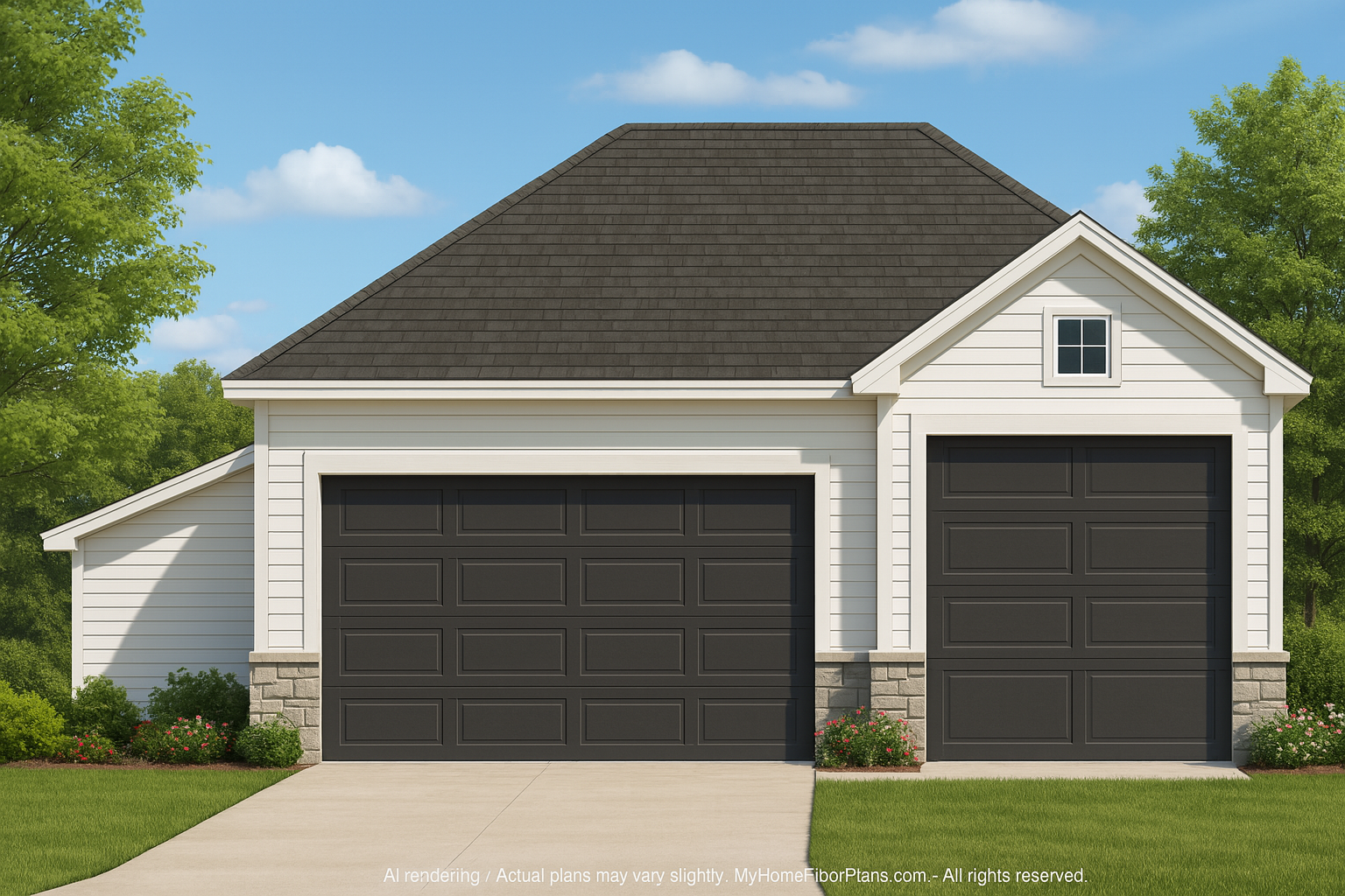 RV Garage Plan with Loft – Spacious Multi-Bay Garage Design