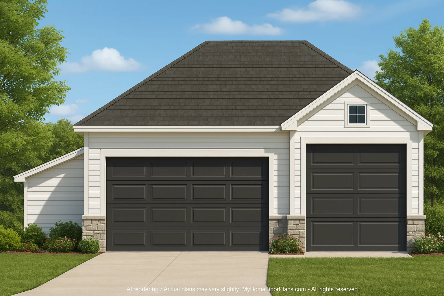 RV Garage Plan with Loft – Spacious Multi-Bay Garage Design