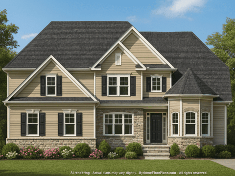 Refined 2-Story Craftsman Home Floor Plan with CAD Blueprints