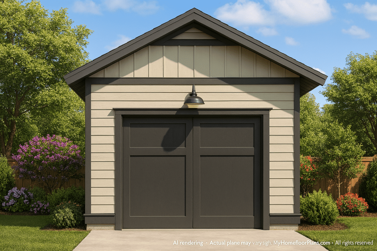 Small Garage Floor Plan for EMS or Fire Vehicle Compact Architectural Blueprint