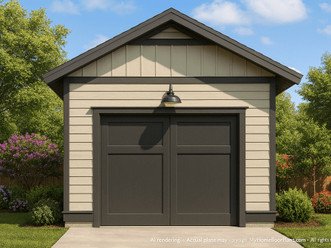 Small Garage Floor Plan for EMS or Fire Vehicle Compact Architectural Blueprint