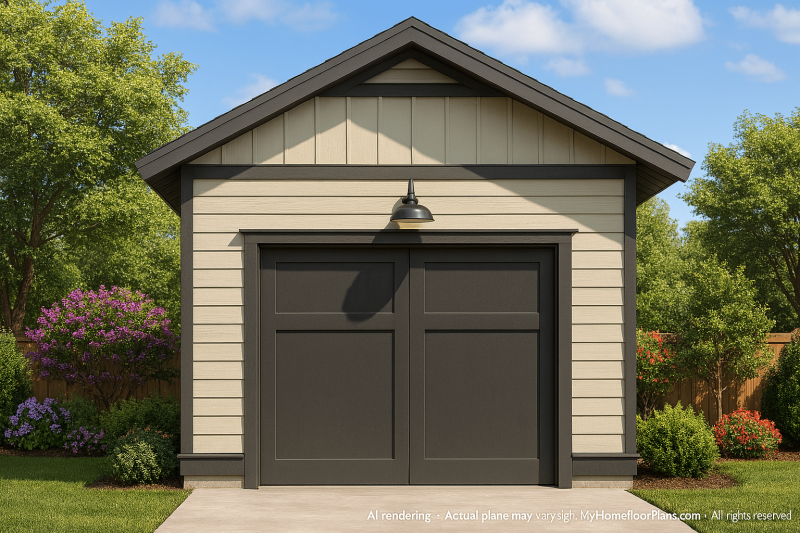 Small Garage Floor Plan for EMS or Fire Vehicle Compact Architectural Blueprint