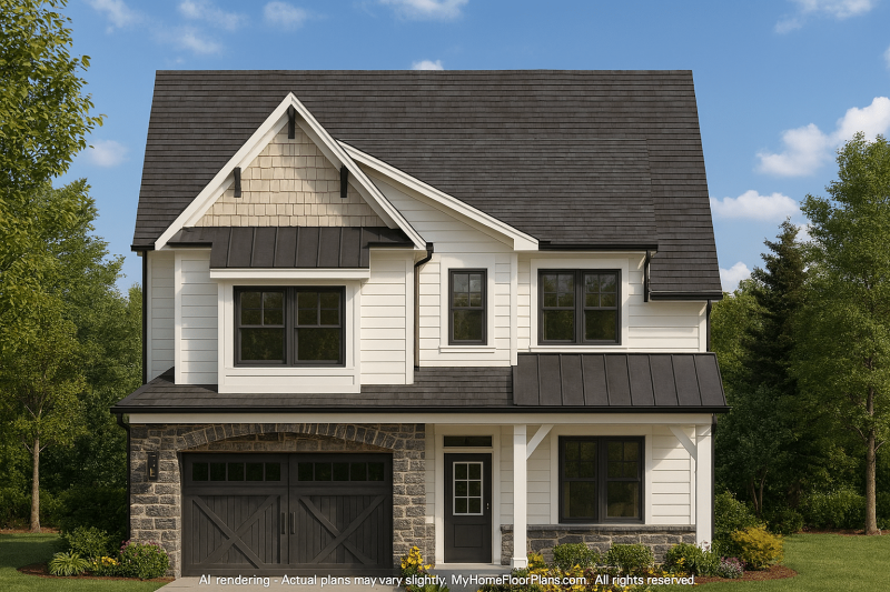 Sophisticated 2-Story House Plan with Craftsman Design & Vaulted Ceilings