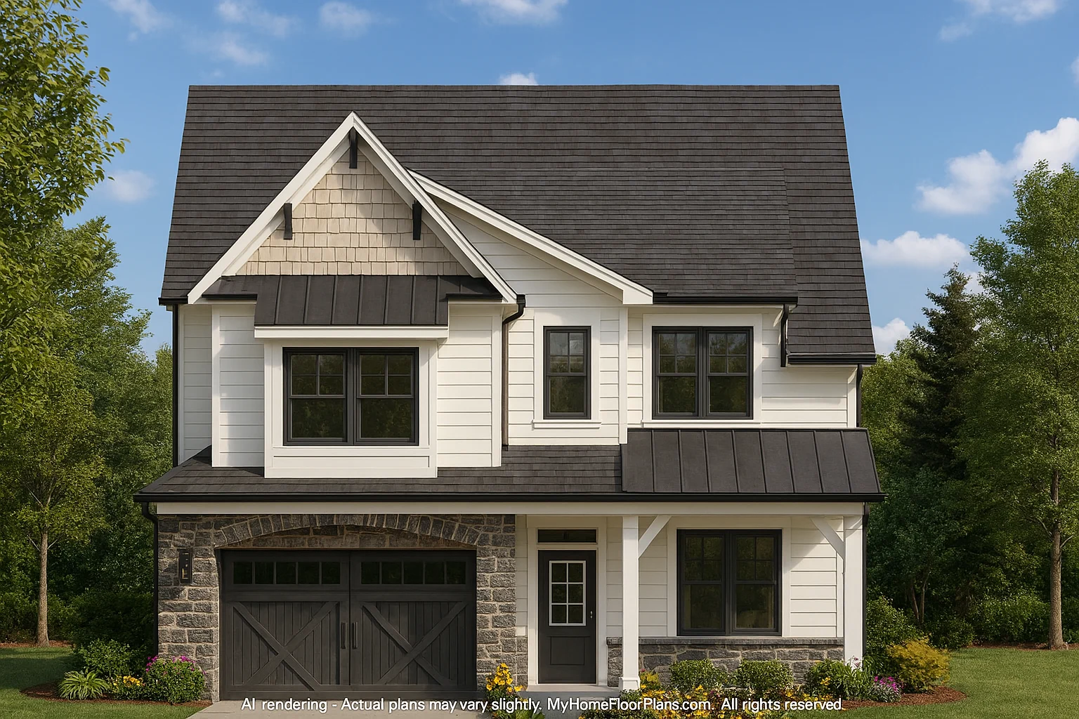 Sophisticated 2-Story House Plan with Craftsman Design & Vaulted Ceilings