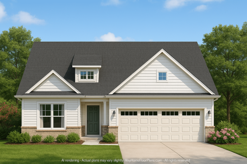 Spacious 1-Story 5-Bedroom House Plan with Modern Craftsman Design