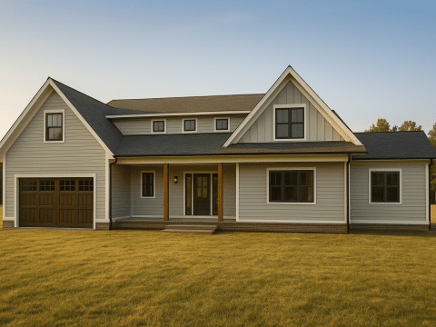 Spacious 1.5-Story House Plan with Vaulted Ceilings and CAD Blueprints