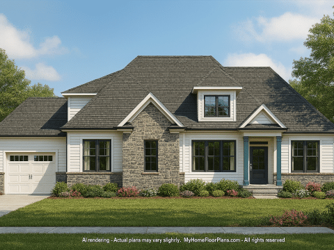 Spacious 2-Bedroom House Plan with 3-Car Garage & Attic Storage