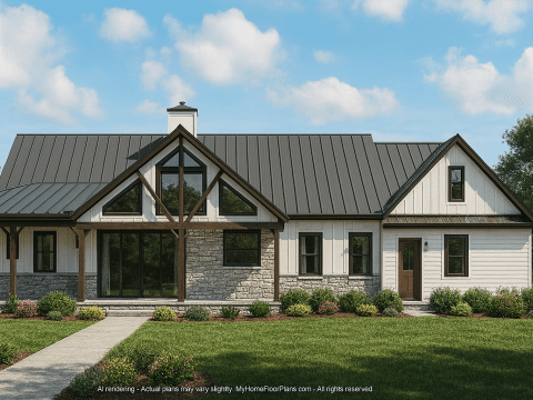Spacious 2-Bedroom House Plan with Vaulted Great Room & Open Layout